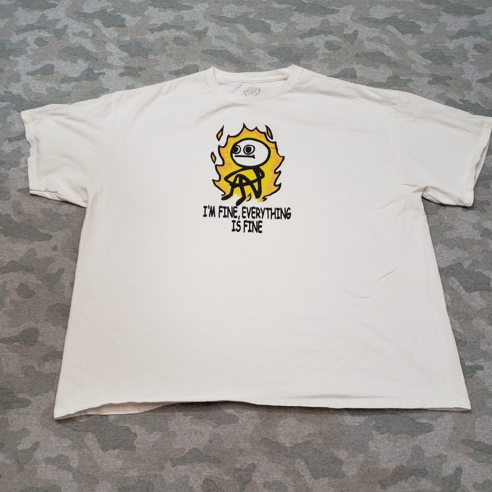 DOM Shirt Mens 3XL White Short Sleeve Im Fine Everything Is Fine